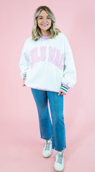 Lulu Mac: White & Pink Stitch Sweatshirt - Obsession Boutique
