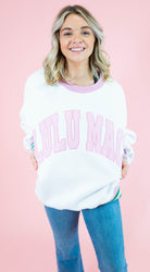 Lulu Mac: White & Pink Stitch Sweatshirt - Obsession Boutique