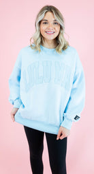 Lulu Mac: Mono Light Blue Embroidered Sweatshirt - Obsession Boutique