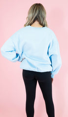 Lulu Mac: Mono Light Blue Embroidered Sweatshirt - Obsession Boutique