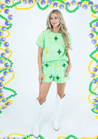 Mardi Gras Stars Shirt - Green - Obsession Boutique