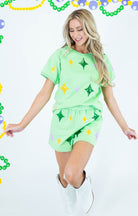 Mardi Gras Stars Shirt - Green - Obsession Boutique