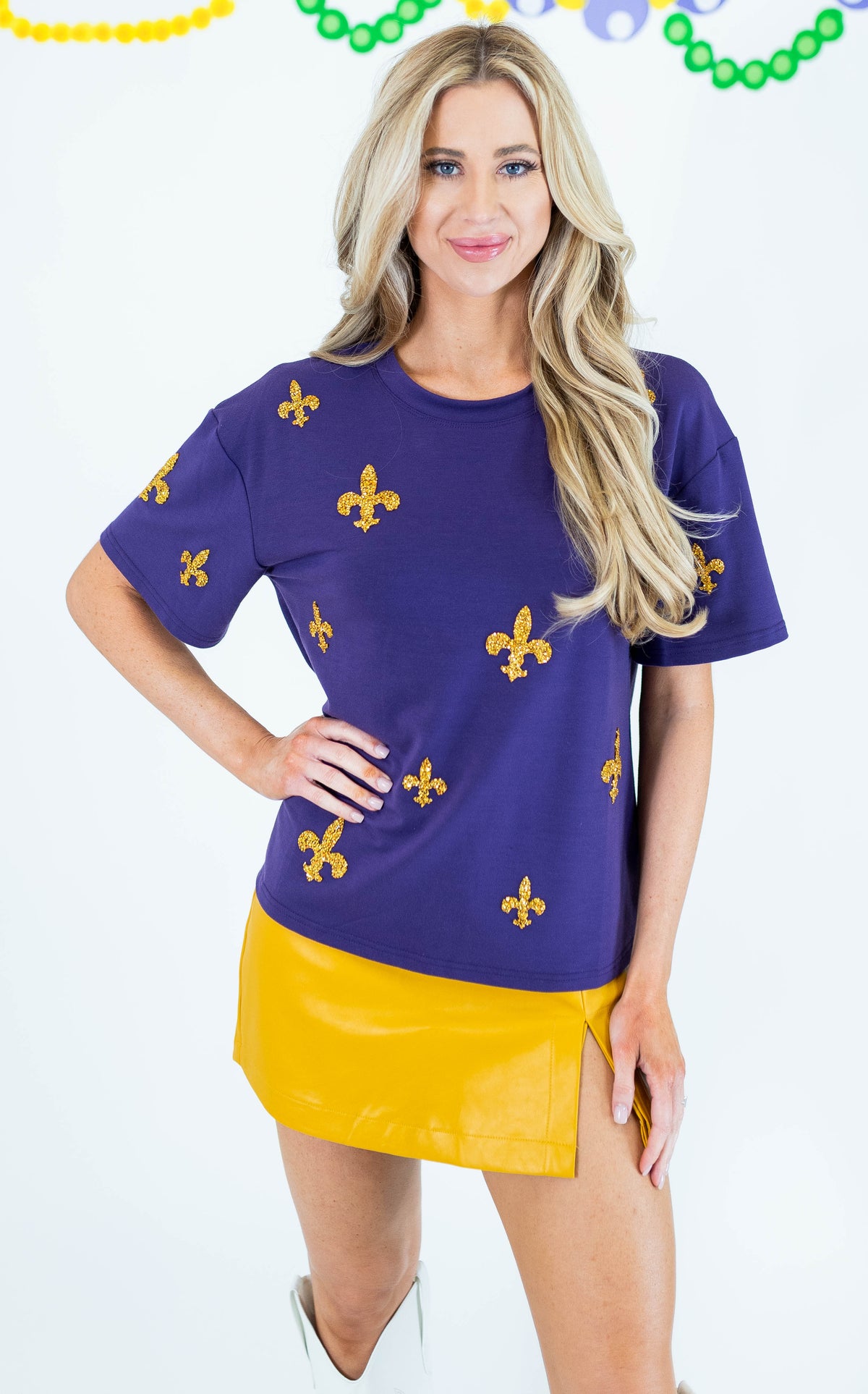 Beaded Fleur de Lis Top - Obsession Boutique
