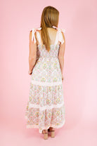 Peach Floral Tie Strap Tiered Maxi Dress - Obsession Boutique