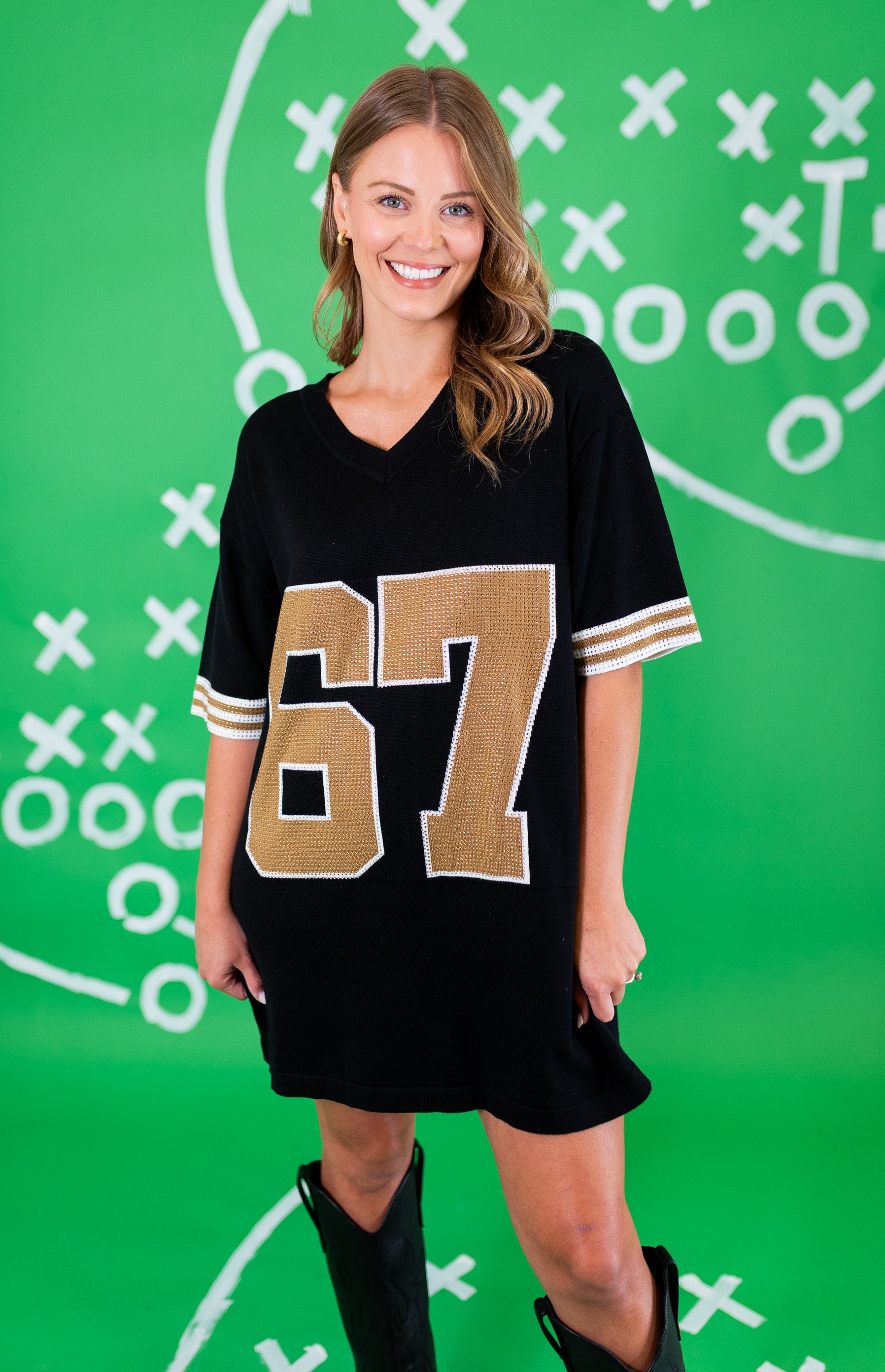 Sparkle City: Black & Gold Knit Jersey Dress Black / XS/Medium Sparkle City: Black & Gold Knit Jersey Dress Black / XS/Medium