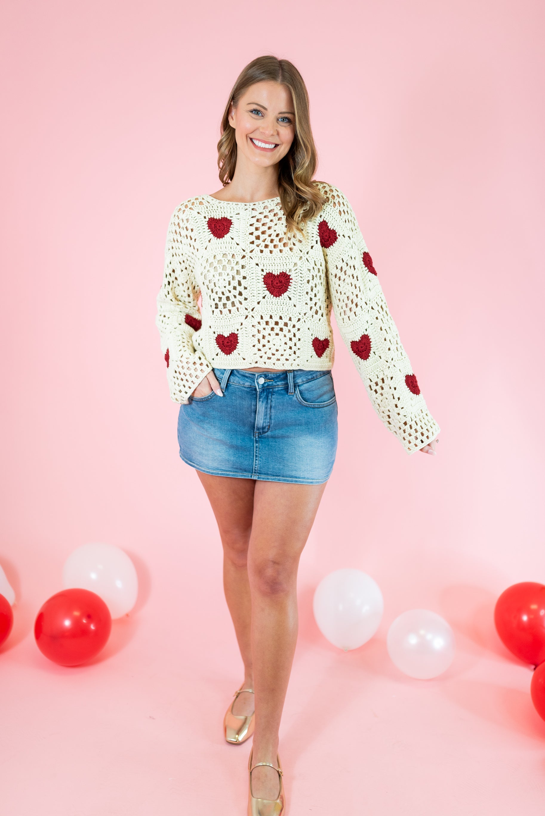 Heart Crochet Sweater - Obsession Boutique