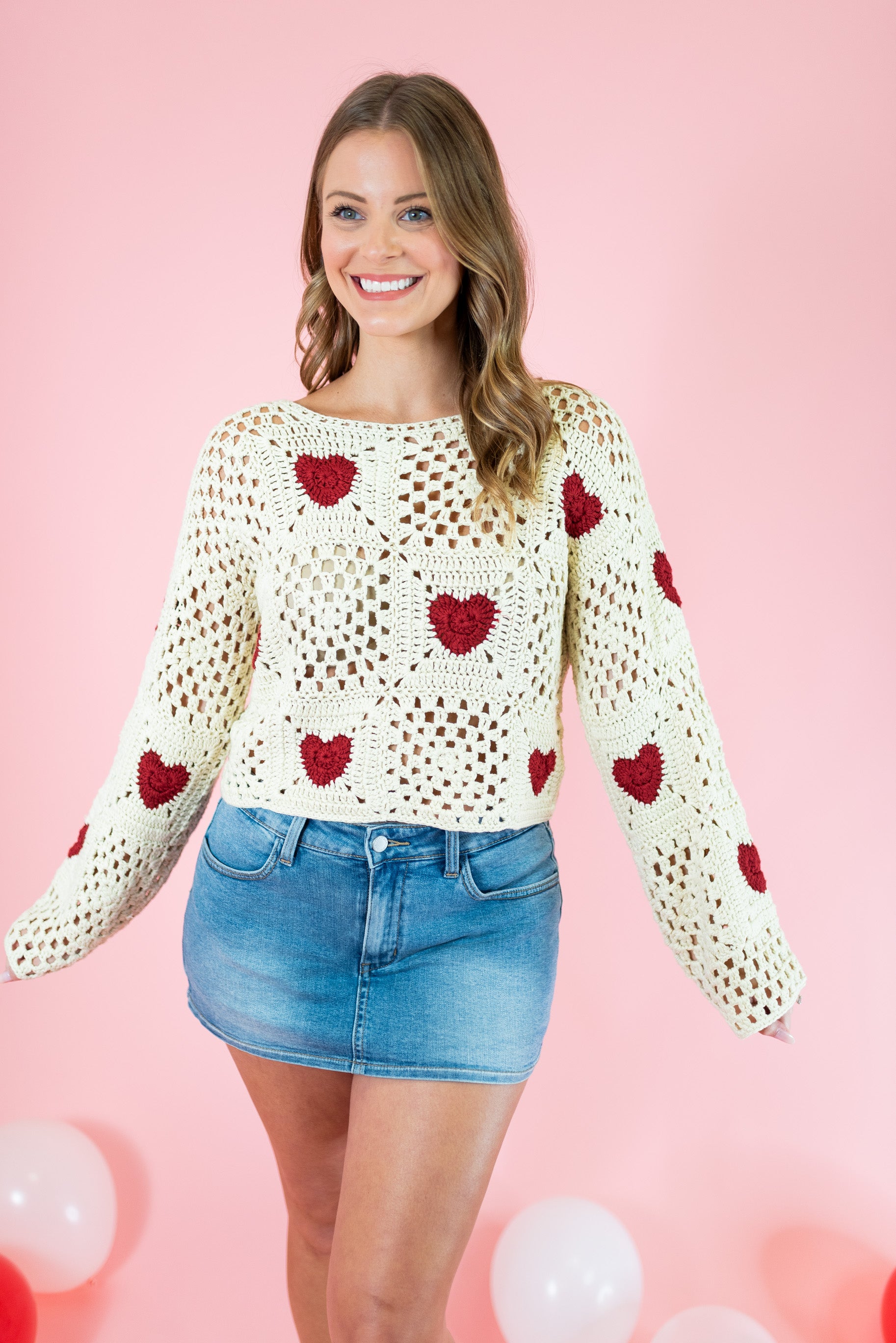 Heart Crochet Sweater - Obsession Boutique