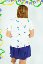 Mardi Gras Fleur De Lis Puff Sleeve Knit Top - Obsession Boutique