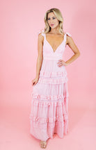 Aurora Bow Tie Shoulder Formal Dress - Pink - Obsession Boutique