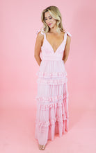 Aurora Bow Tie Shoulder Formal Dress - Pink - Obsession Boutique