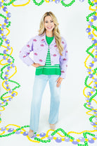 Mardi Gras Mask Embroidered Jacket - Lavender - Obsession Boutique