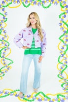 Mardi Gras Mask Embroidered Jacket - Lavender - Obsession Boutique