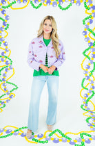 Mardi Gras Mask Embroidered Jacket - Lavender - Obsession Boutique