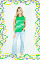 Mardi Gras Stripe Flared Hem Sweater Tank - Obsession Boutique