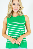 Mardi Gras Stripe Flared Hem Sweater Tank - Obsession Boutique