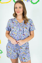 Alli Mardi Gras Mix PJ Set - Obsession Boutique