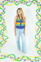 Mardi Gras Color Block Sweater Vest - Obsession Boutique
