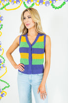 Mardi Gras Color Block Sweater Vest - Obsession Boutique
