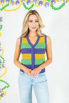 Mardi Gras Color Block Sweater Vest - Obsession Boutique