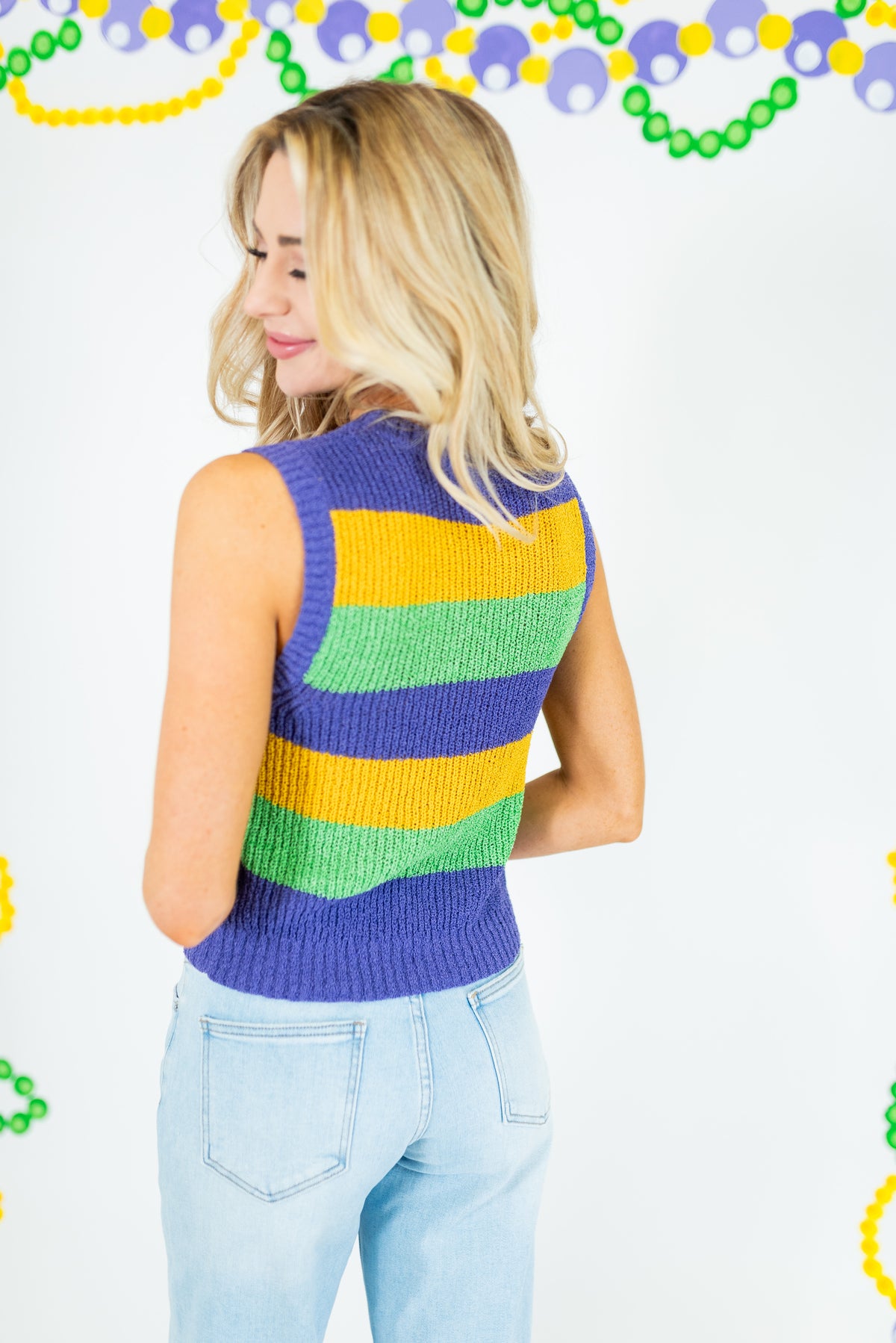 Mardi Gras Color Block Sweater Vest - Obsession Boutique