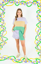 Mardi Gras Checker Block Knit Top & Shorts - Obsession Boutique