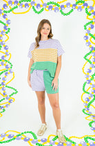 Mardi Gras Checker Block Knit Top & Shorts - Obsession Boutique