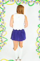Mardi Gras Louisiana Embroidery Linen Tank Top - Obsession Boutique