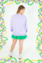 Mardi Gras Sequin Plaid Letter Sweatshirt - Obsession Boutique