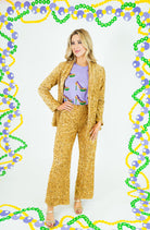Olympia Velvet Sequin Wide Pants - Gold - Obsession Boutique