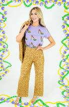 Olympia Velvet Sequin Wide Pants - Gold - Obsession Boutique