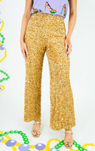 Olympia Velvet Sequin Wide Pants - Gold - Obsession Boutique