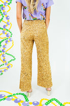 Olympia Velvet Sequin Wide Pants - Gold - Obsession Boutique