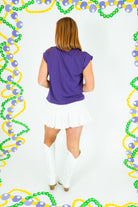 Mardi Gras Fleur De Lis Embroidery Knit Muscle Top - Obsession Boutique