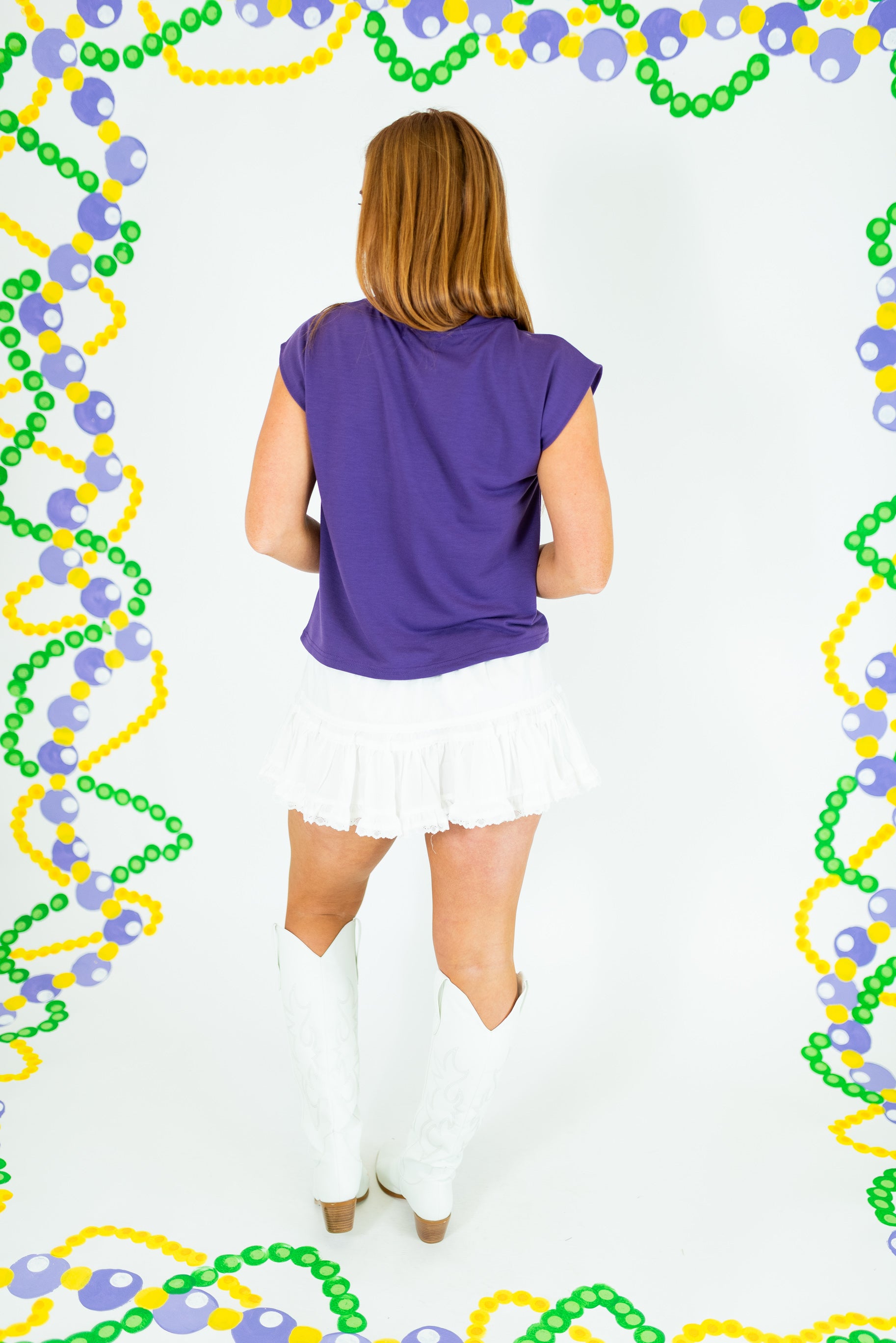 Mardi Gras Fleur De Lis Embroidery Knit Muscle Top - Obsession Boutique