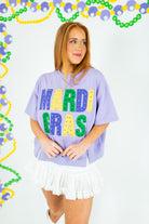 Mardi Gras Oversized Graphic Stud Tee - Obsession Boutique