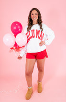 Lulu Mac: White & Red Puff Sweatshirt - Obsession Boutique