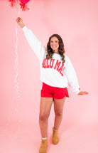Lulu Mac: White & Red Puff Sweatshirt - Obsession Boutique