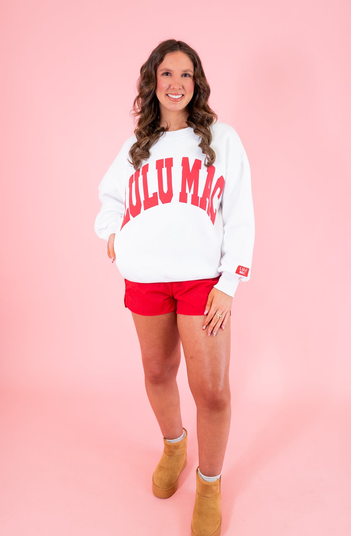 Lulu Mac: White & Red Puff Sweatshirt - Obsession Boutique