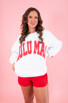 Lulu Mac: White & Red Puff Sweatshirt - Obsession Boutique