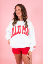 Lulu Mac: White & Red Puff Sweatshirt - Obsession Boutique