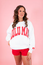 Lulu Mac: White & Red Puff Sweatshirt - Obsession Boutique