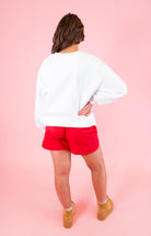 Lulu Mac: White & Red Puff Sweatshirt - Obsession Boutique