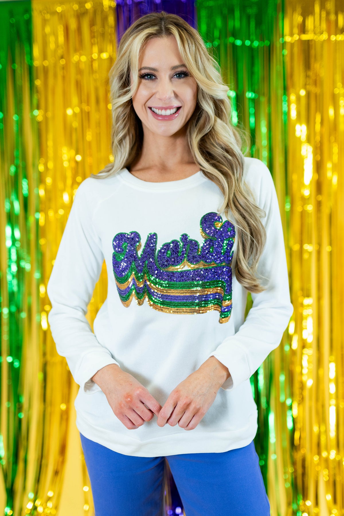 Layered Mardi Gras Sequin Pullover - Obsession Boutique