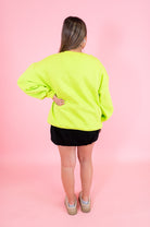 Lulu Mac: Chartreuse & Deep Blue Puff Sweatshirt - Obsession Boutique