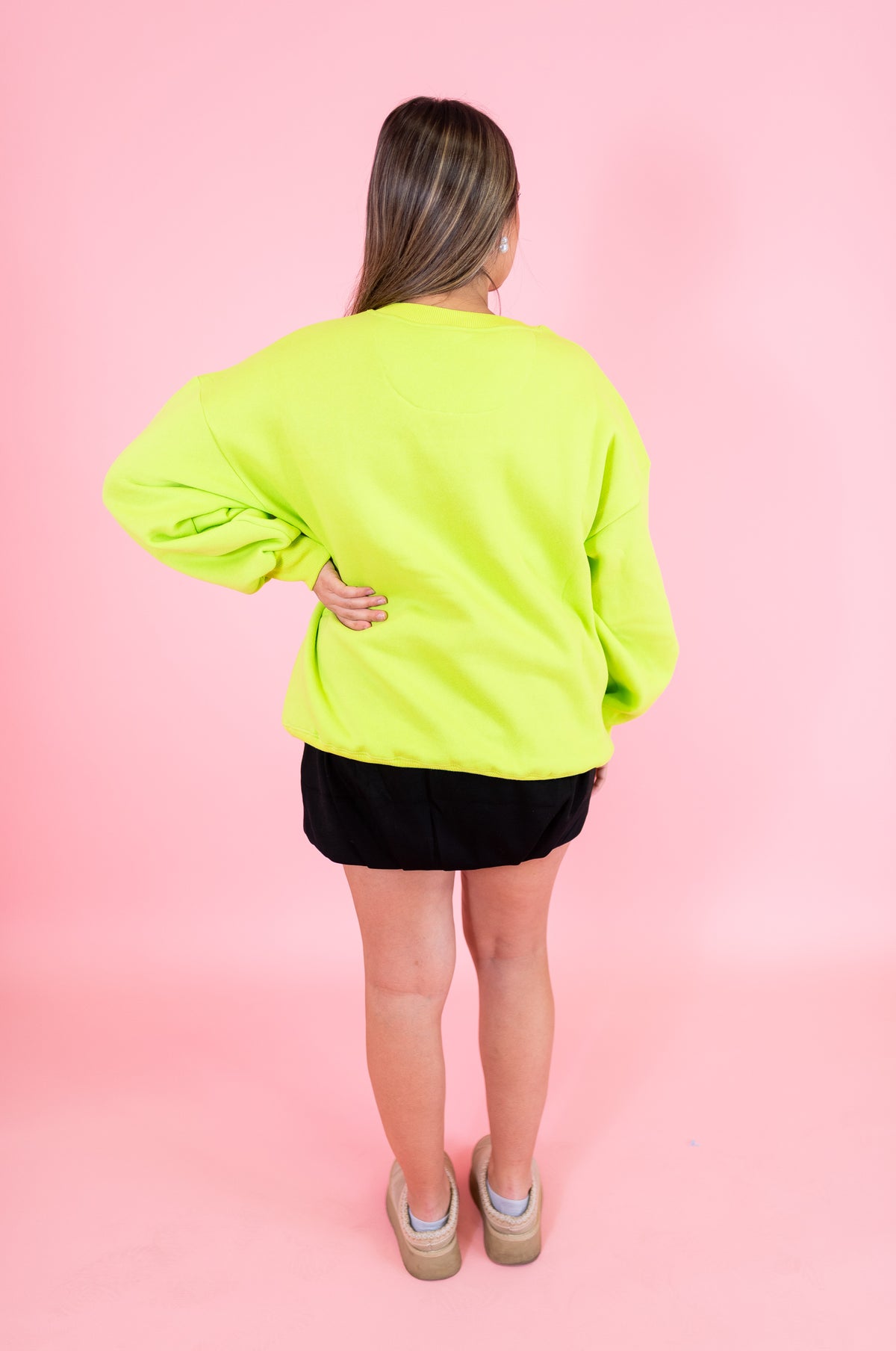 Lulu Mac: Chartreuse & Deep Blue Puff Sweatshirt - Obsession Boutique