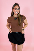 Lulu Mac: Babydoll Top - Dark Brown - Obsession Boutique