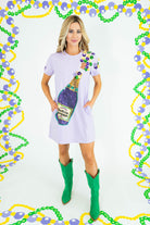 Mardi Gras Sequin Popping Champagne Dress - Obsession Boutique