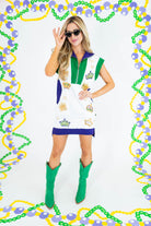 Mardi Gras Crowns Tennis Dress - White - Obsession Boutique