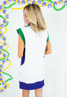 Mardi Gras Crowns Tennis Dress - White - Obsession Boutique