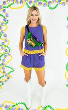 Mardi Gras Lace Trimmed Tank Top & Shorts Set - Obsession Boutique
